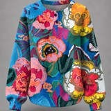 Ida - Pullover mit großen, bunten Blumen