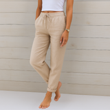 Sara - Pantalones de lino elástico de alta calidad