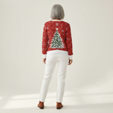 Sadie – Rotes Oberteil mit Weihnachtsbaum-Motiv