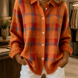 Megan | Karierte Strickjacke mit Knöpfen