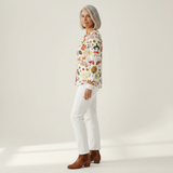 Meredith – Cremefarbenes Oberteil mit kleinen Baummotiven