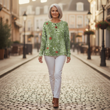 Efeu – Grünes Oberteil mit Weihnachtsmotiven