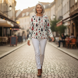 Holly – Weißes Oberteil mit Weihnachtsmotiven