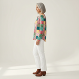 Ruth – Patchwork-Oberteil in Pink und Türkis