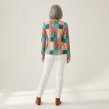 Ruth – Patchwork-Oberteil in Pink und Türkis