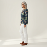 Faye – Marineblaues Oberteil mit Weihnachtsmotiven