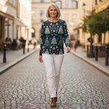 Faye – Marineblaues Oberteil mit Weihnachtsmotiven