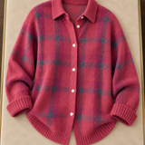 Ashley | Klassische karierte Strickjacke mit Kragen