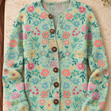 Strickjacke mit Blumenprint und Knöpfen