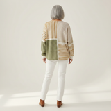 Lucy – Patchwork-Oberteil in Grün und Senfgelb