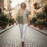 Lucy – Patchwork-Oberteil in Grün und Senfgelb