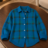 Kelsey | Gebürstete karierte Strickjacke