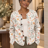Strickjacke mit kleinem frischem Blumenprint und Knöpfen