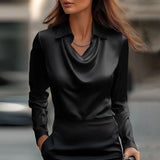 Inês - Blusa de Satén Elegante con Escote Delicado