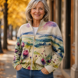 Avery - Schottische Distel Landschaft Zip Cardigan