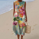 Rute - Elegante Vestido Fluido con Efecto Acuarela