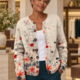 Vintage-Strickjacke mit floralem Kunstdruck und Knöpfen