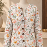 Strickjacke mit kleinem frischem Blumenprint und Knöpfen
