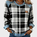 Ivy – Damen Sweatshirt mit Patchwork-Karo