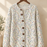 Strickjacke mit Blumenprint und Knöpfen