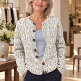Strickjacke mit Blumenprint und Knöpfen