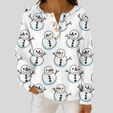Nicole – Weißes Oberteil mit Schneemann-Print