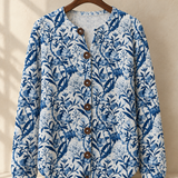 Strickjacke mit Blumenprint und Knöpfen