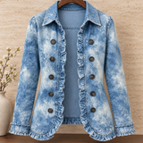 Käthe | Vintage-Boho-Jacke mit botanischem Farbverlauf und Rüschen