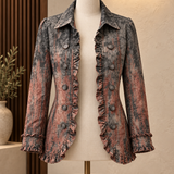 Ella | Vintage-Rüschenjacke mit strukturiertem Farbverlauf