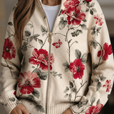 Penelope - Vintage Rosenmuster Zip Cardigan