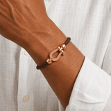 Gabriel™ | Segeltau-Armband Dunkelbraun/Roségold