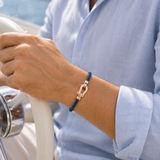 Benedikt™ | Segeltau-Armband Marineblau/Roségold