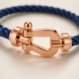 Benedikt™ | Marineblaues Segeltau-Armband mit Roségold-Akzenten