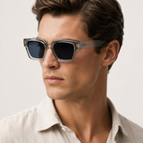 Vincent™ | Graue Rechteckige Sonnenbrille mit Transparenter Fassung