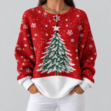 Sadie – Rotes Oberteil mit Weihnachtsbaum-Motiv