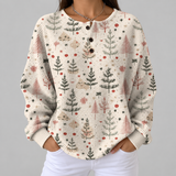 Meredith – Cremefarbenes Oberteil mit kleinen Baummotiven
