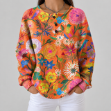 Florenz – Orangefarbenes Oberteil mit Blumenmuster
