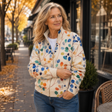 Fiona - Botanischer Blattdruck Reißverschluss Cardigan