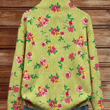 Lauren - Pink Floral Lime Zip Cardigan