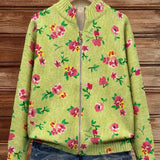 Lauren - Pink Floral Lime Zip Cardigan