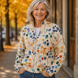 Fiona - Botanischer Blattdruck Zip-Cardigan