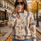 Camila - Kletterrose Rippstrickjacke