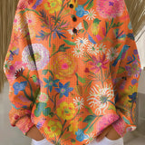 Florenz – Orangefarbenes Oberteil mit Blumenmuster