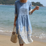 Tânia - Vestido Floral con Diseño de Plantas
