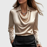 Inês - Blusa de Satén Elegante con Escote Delicado