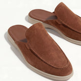 Dunkelroter Wildleder Yacht-Mule