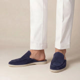 Marineblauer Wildleder-Yacht-Mule