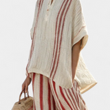 Vanessa - Conjunto Chic con Rayas Rojas