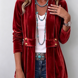 Margarete | Lange Vintage-Jacke mit Revers und Knopfdetails