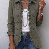 Alina | Boho-Chic-Utility-Jacke mit Blumenstickerei und Rüschenbesatz